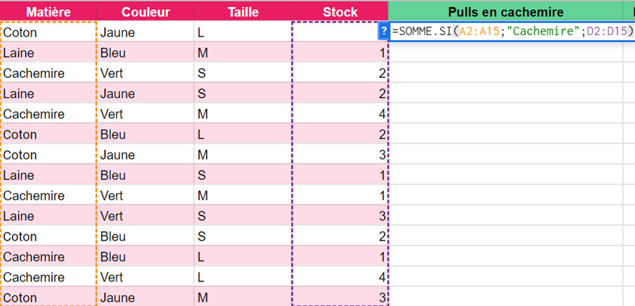 exemple somme si excel(2)
