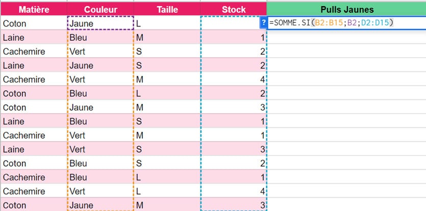 exemple somme si excel(3)