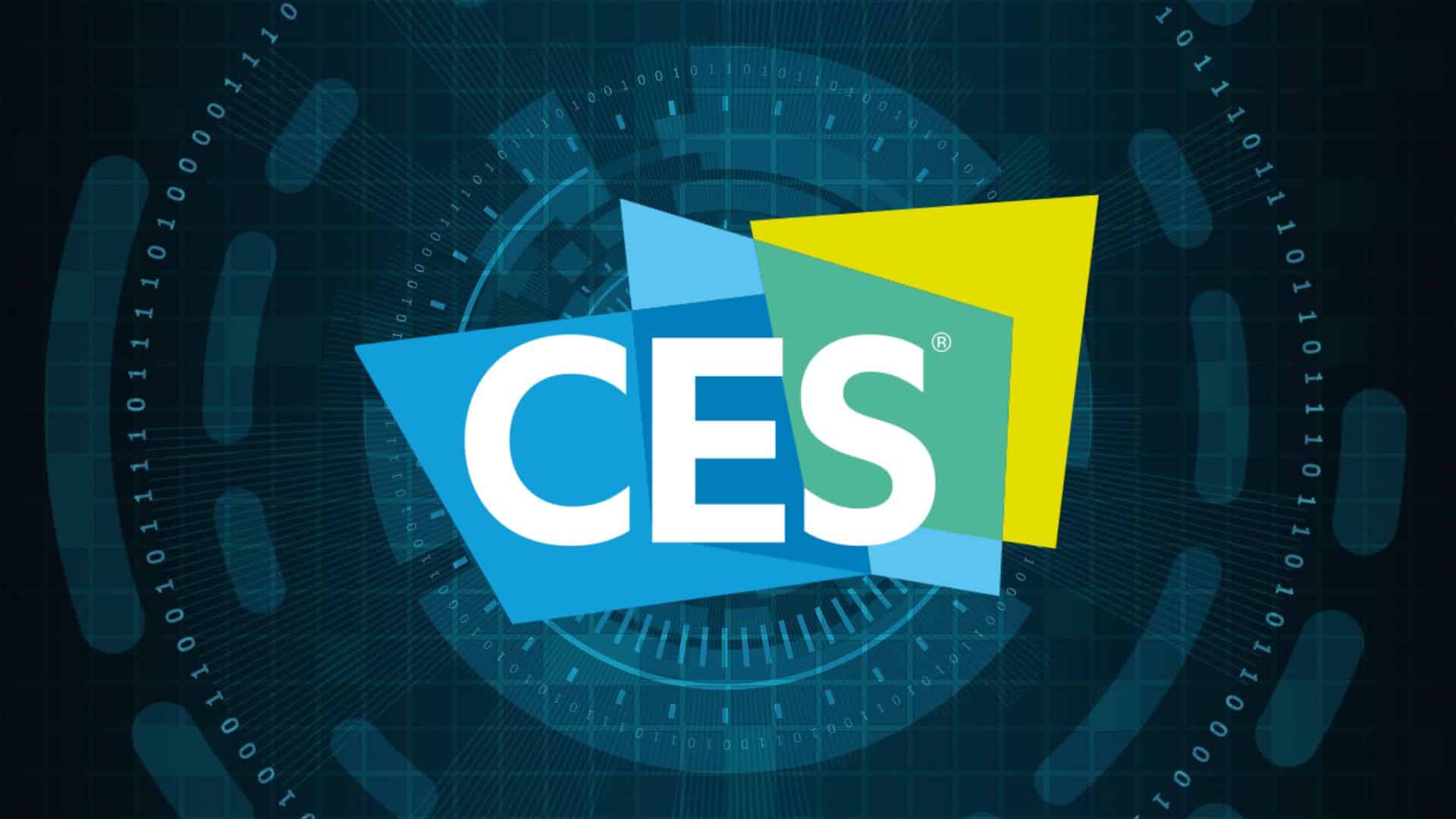 Logo du salon CES avec un arrière plan futuriste