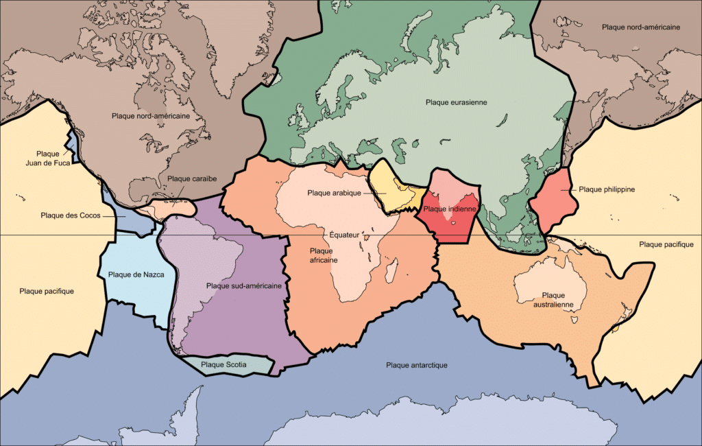 Carte des plaques tectoniques dans le monde